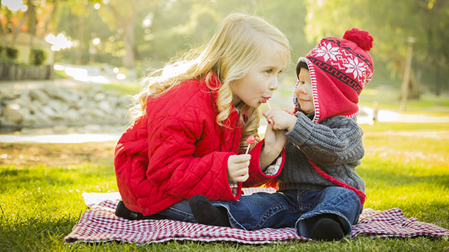 kids enjoying candy outside